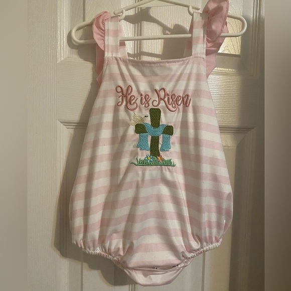 He is Risen Ruffle Butt Romper - Picture 1 of 8
